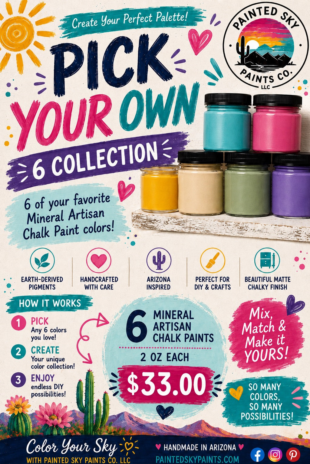 MIX SIX COLLECTION - You choose 6 Mineral Artisan Chalk Paints